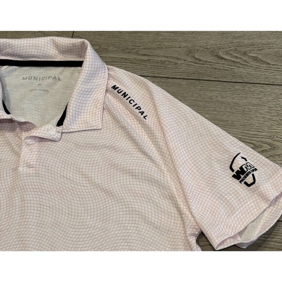 Municipal Golf Polo Shirt Mens XL Waste Management Open PGA Preppy Pink Athletic - Picture 2 of 9